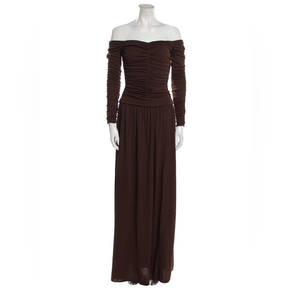 Tanya Taylor Marla Off-the-Shoulder Dress in Mocha/Brown, Size 6 New w/Tag - Picture 6 of 11